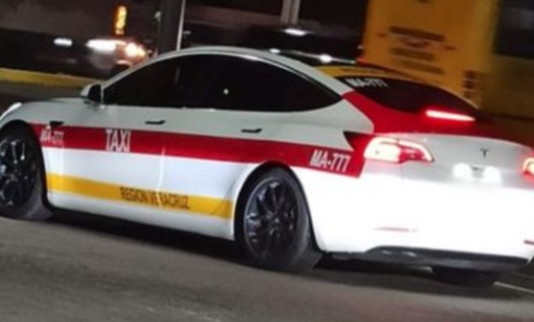 ¡Qué elegancia! Taxi Tesla 'rola' por las calles de Veracruz