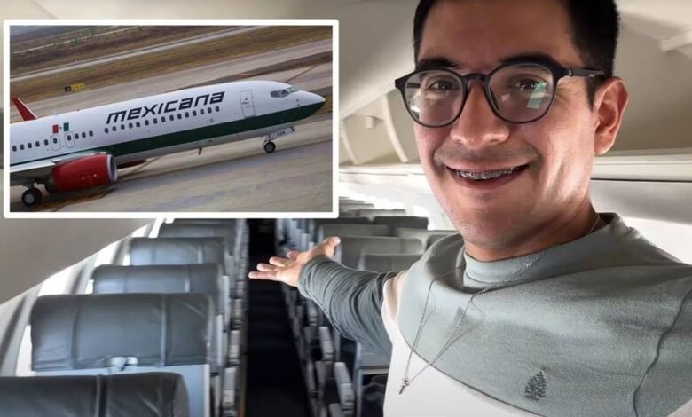 Joven viaja en avión de Mexicana de Avión completamente solo