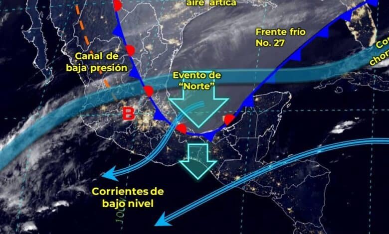 Lluvias fuertes y evento de "Norte" en el Golfo de México