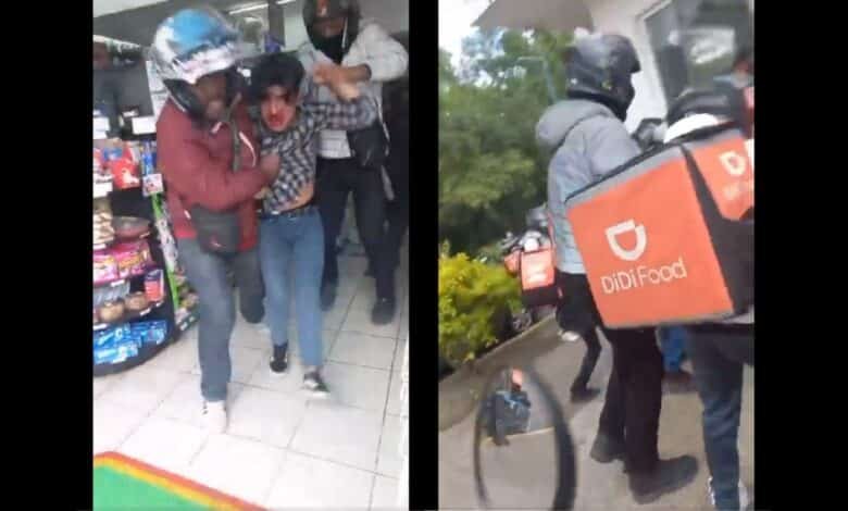 Repartidores de DiDi Food detienen y golpean a presunto estafador en Xalapa
