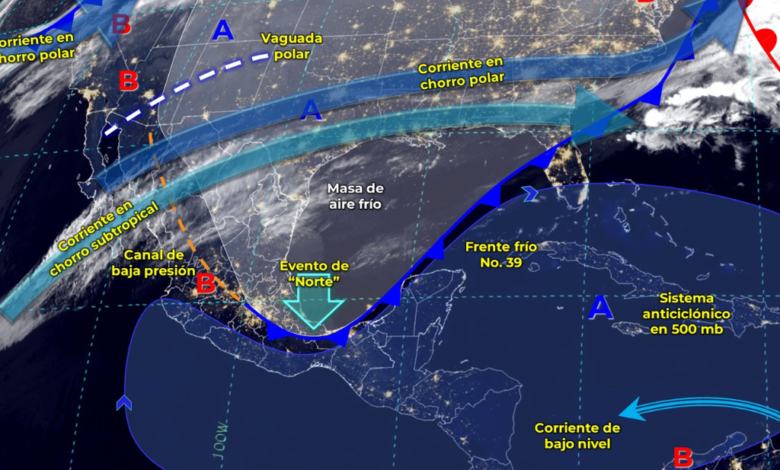 Alerta por lluvias Frente Frío 39 golpea Chiapas, Veracruz y Tabasco