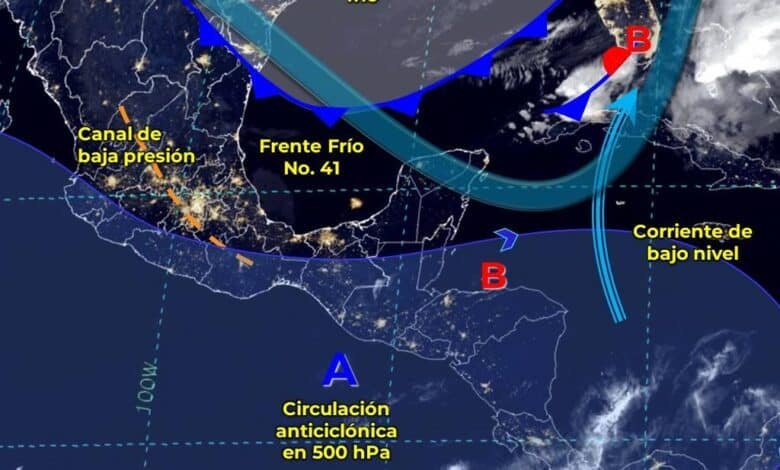 Frente frío No. 41 que recorrerá el Golfo de México y la Península de Yucatán