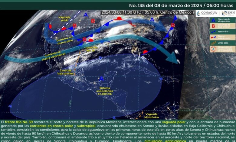 Viento fuerte sobre el norte y cielo despejado en gran parte del país