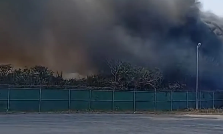 Protección Civil y bomberos controlan incendio en 'Puerto Seco'