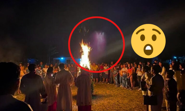 Captan supuesto ángel durante misa de Semana Santa en San Andrés Tuxtla