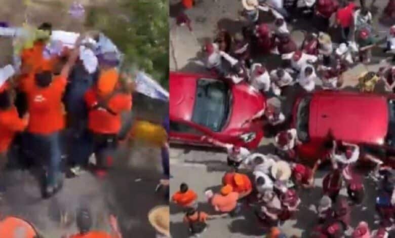 Militantes de MC y Morena pelean durante debate en Guadalajara