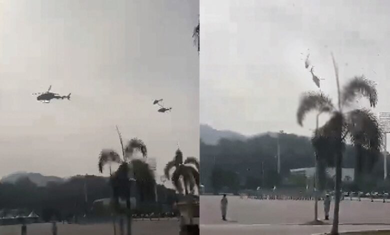 Chocan dos helicópteros en celebración de la Marina Real de Malasia
