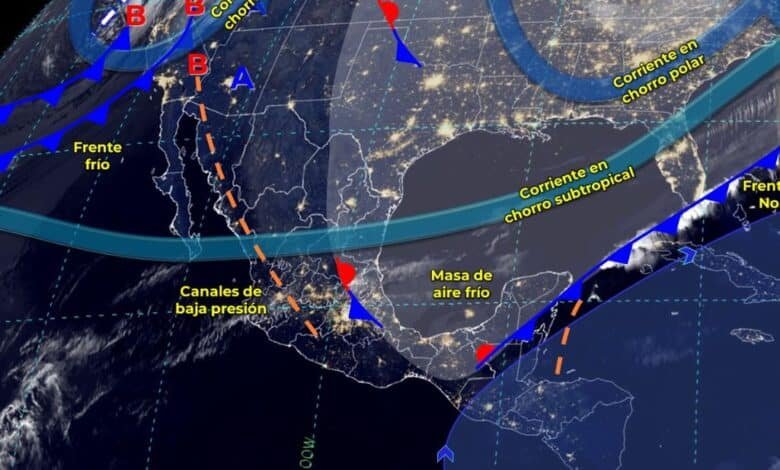 Frente Frío no. 43 originará lluvias en el sureste del país