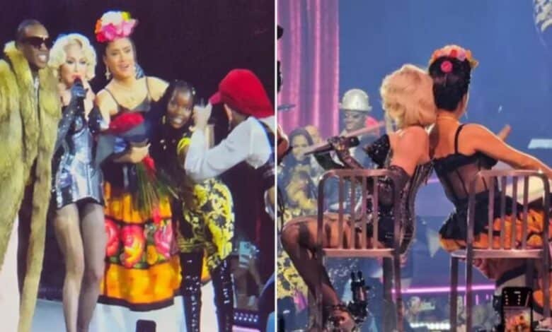 Video: Madonna sube al escenario a Frida Kahlo encarnada en Salma Hayek