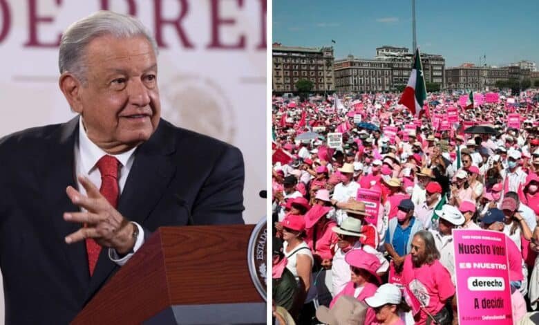 AMLO y marea rosa.