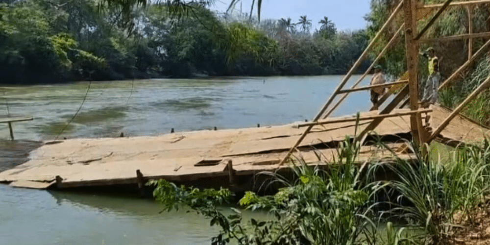 Colapsa panga que atraviesa el río San Juan en los límites con Amatitlán y Tlacotalpan