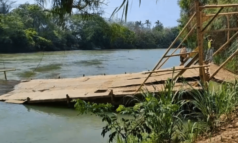 Colapsa panga que atraviesa el río San Juan en los límites con Amatitlán y Tlacotalpan