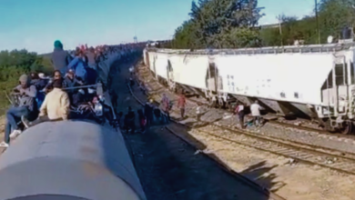 Migrantes varados en Cañitas detienen tren para seguir su camino