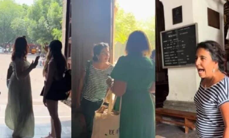 VIDEO. Mujer enfurece porque una joven turista quiso entrar en short a una iglesia