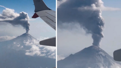 VIDEO: Captan erupción del volcán Popocatépetl desde las alturas