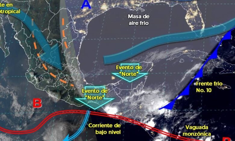 Pronóstico meteorológico para el 22 de noviembre: fuertes lluvias y vientos en varias regiones de México