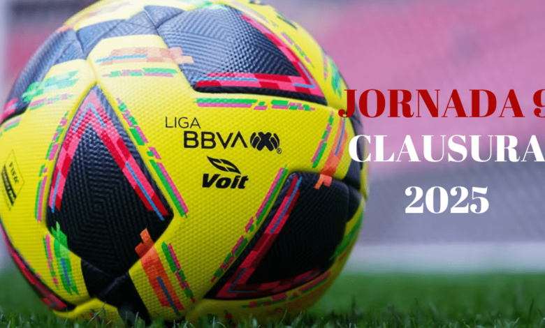 Balon de futbol y anuncio de jornada 9 de la liga MX