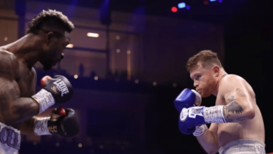 Canelo Álvarez en su pelea con William Scull (Foto por RÉCORD)