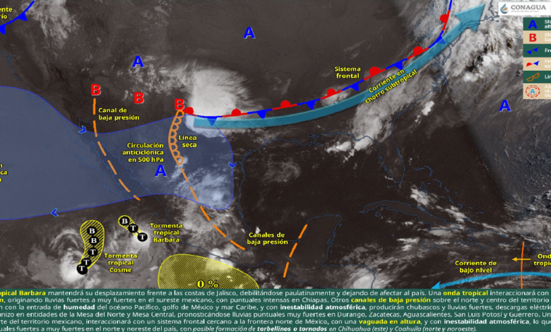Alerta_ Lluvias intensas en el sur y fuertes en el centro-norte de México