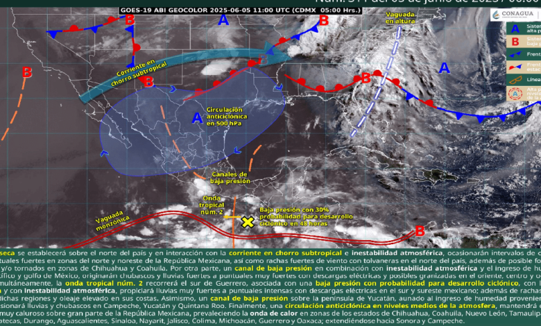 Lluvias puntuales intensas en Guerrero, Oaxaca y Chiapas