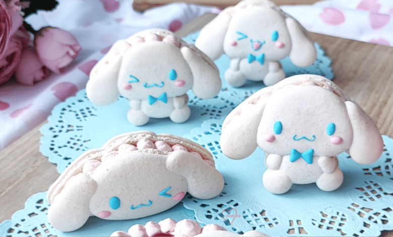 Macarons de Cinnamoroll con crema de vainilla y malvavisco (Foto por Loving Creations for You)