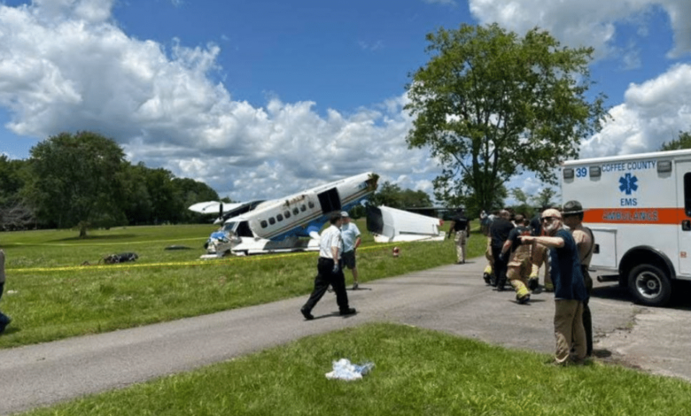 Se estrella avión de paracaidismo con 20 personas a bordo en Tennessee (Foto por Intel Point Alert)