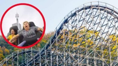 Abuelita sube a la montaña rusa con su nieta, su reacción se volvió viral