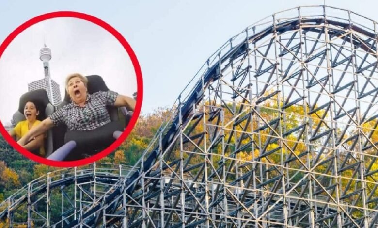 Abuelita sube a la montaña rusa con su nieta, su reacción se volvió viral