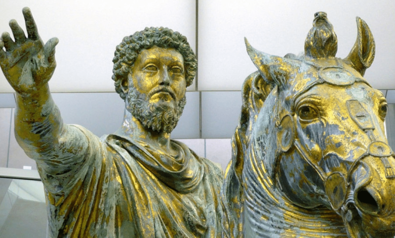 Marco Aurelio (121‑180 d. C.) combinó el poder supremo de Roma con la reflexión estoica. Su vida estuvo marcada por la disciplina intelectual, las campañas militares contra los germanos y la devastadora peste Antonina.