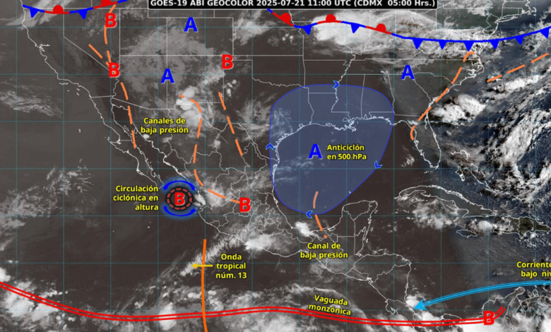 Prevén lluvias muy fuertes en siete estados del occidente y norte de México