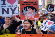 Protestas en Nueva York exigen alto a la represión migratoria y paz en Gaza