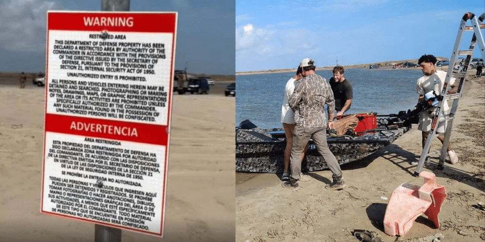 Tensión en la costa Marina retira letreros de Propiedad de EE.UU. instalados ilegalmente en playa de Tamaulipas (Foto por Conibio Global A.C.)