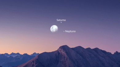Conjunción lunar con Saturno y Neptuno cuándo verla