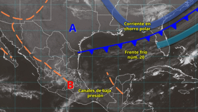 Para hoy, el frente frío núm. 20 se extenderá sobre el noreste de México, ocasionará fuertes rachas de viento en Coahuila, Nuevo León y Tamaulipas.