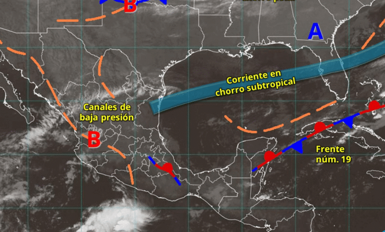 Este día, el frente núm. 19 se mantendrá con características de estacionario sobre el oriente de la península de Yucatán