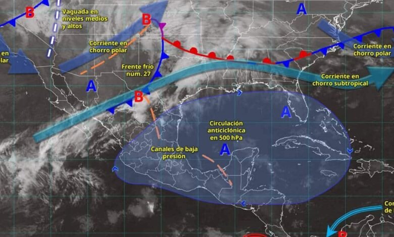 Frente frío 27 congela el norte y deja heladas en el centro; lluvias en el sureste