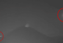 Captan extraño objeto luminoso sobre el volcán Popocatépetl