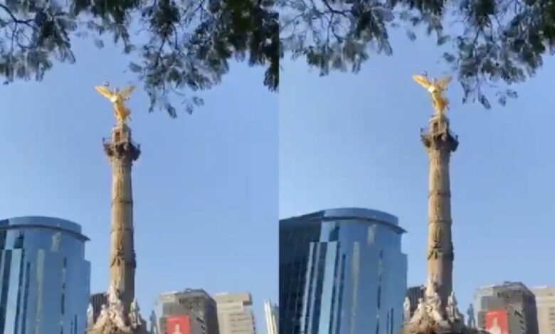 Ángel de la Independencia se balancea durante el sismo en CDMX (Foto de internet)