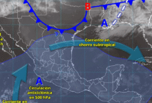 Para hoy, el anticiclón en niveles medios de la atmósfera mantendrá tiempo estable, baja probabilidad de lluvia y ambiente cálido a caluroso sobre la mayor parte del territorio nacional.