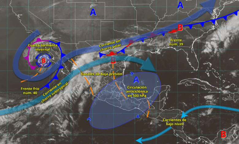 Cuarta tormenta invernal provoca lluvias intensas, vientos fuertes y posible nieve en el noroeste de México