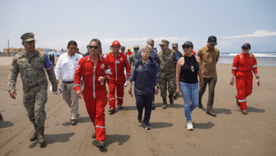 Encuentro de la secretaria Alicia Bárcena con medios durante recorrido de inspección en Veracruz (Foto de cortesía)
