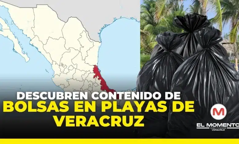descubren contenido de bolsas en playas de veracruz