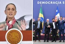 En Barcelona Sheinbaum se reúne con líderes iberoamericanos en la IV Cumbre en Defensa de la Democracia