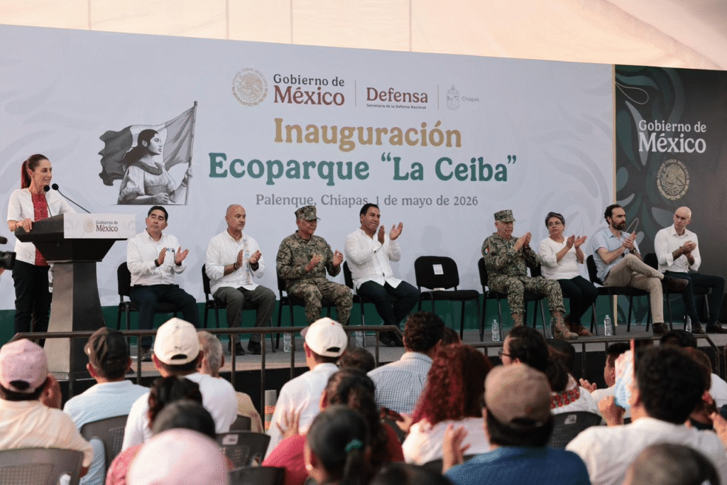 Eduardo Ramírez Aguilar Chiapas,Claudia Sheinbaum Palenque,inauguración Ecoparque La Ceiba,Tren Maya Tren Interoceánico conexión,infraestructura Chiapas 2026,carretera Palenque-Ocosingo,soberanía nacional México Sheinbaum,espacios públicos Chiapas,conservación ambiental Palenque,Cuarta Transformación Chiapas.