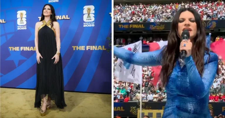 laura pausini emociona en la ceremonia de clausura del mundial 2026 junto a robbie williams y nicole scherzinger