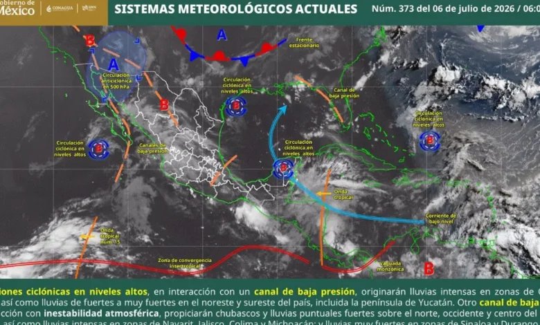 lluvias intensas y calor extremo afectarán gran parte de méxico este lunes