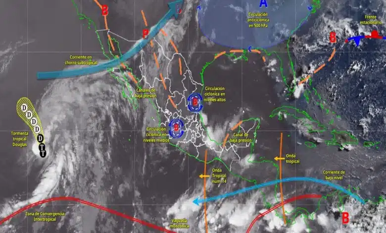 pronóstico del clima prevén lluvias muy fuertes en ocho estados y chubascos en gran parte de méxico