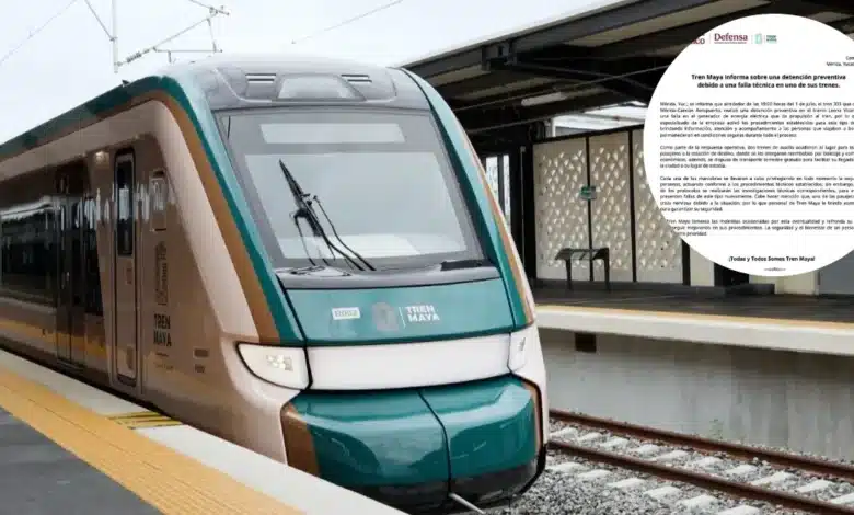 Tren Maya informa sobre una detención preventiva debido a una falla técnica en uno de sus trenes