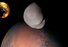 Cómo el impacto de un asteroide remodeló a Deimos y transformó la luna de Marte (Foto UAE)
