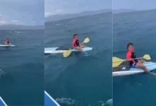 Rescatan a niña abandonada en el mar de La Paz (Fotos de redes sociales)